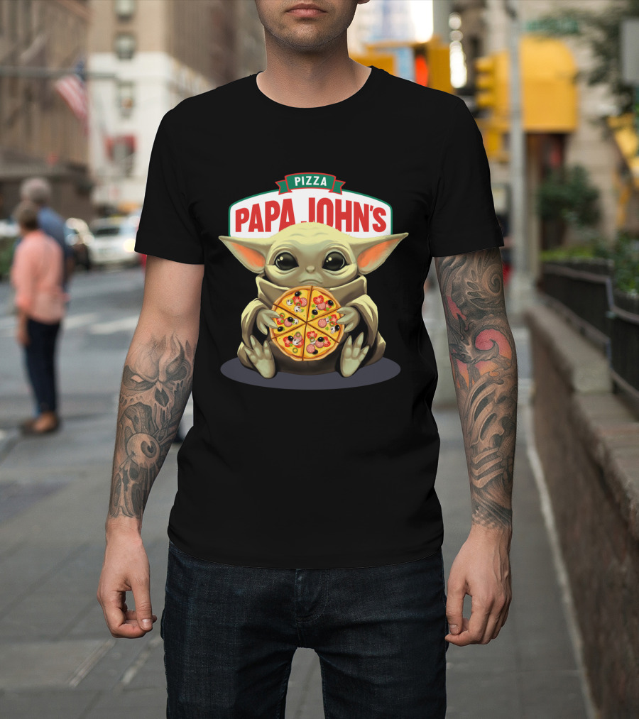 Baby Yoda Holding Papa John's Pizza T-Shirt