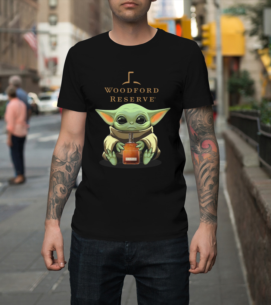 Baby Yoda Holding Woodford Reserve Bourbon T-Shirt