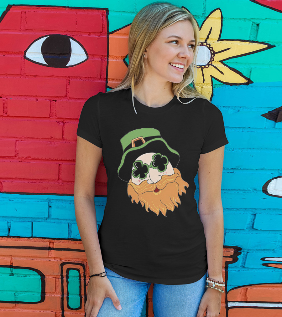 Green Hat Lucky Shamrock Beard T-Shirt