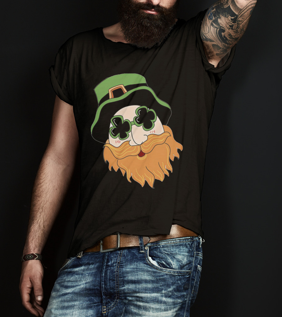 Green Hat Lucky Shamrock Beard T-Shirt