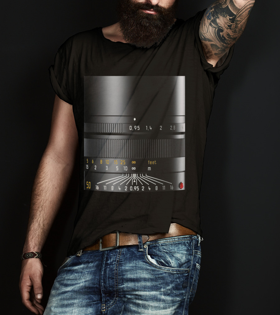 Photographer Camera Lens Detail 50mm 0.95 Aperture Measurement T-Shirt