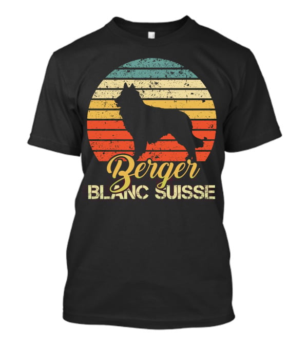Retro Sunset Silhouette Berger Blanc Suisse Text T-Shirt