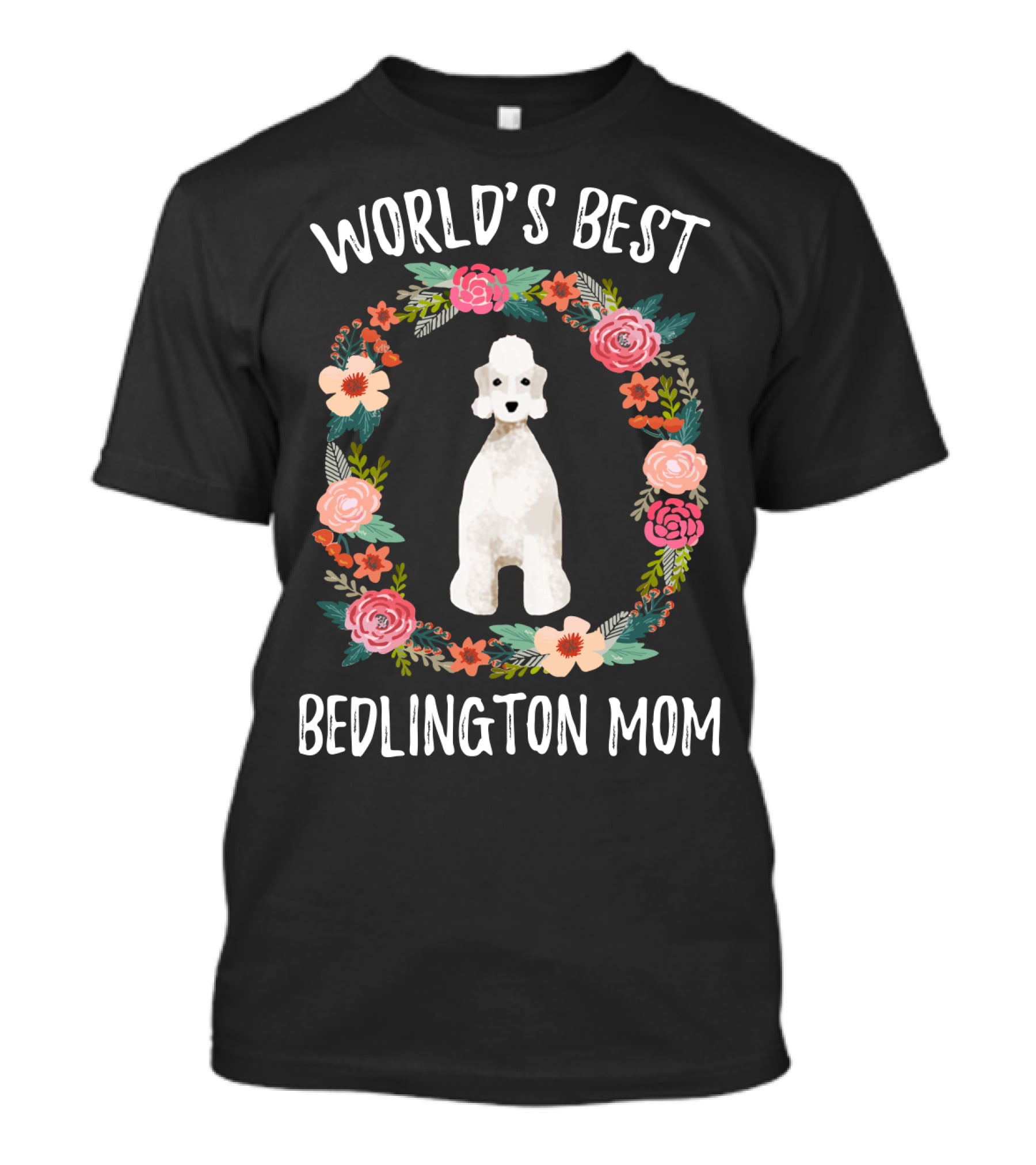 World's Best Bedlington Mom Floral Dog T-Shirt