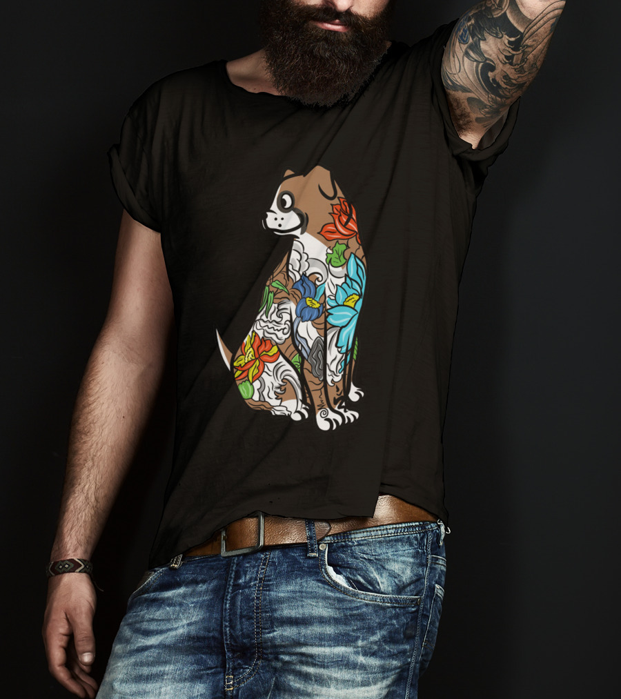 Boxer Tattoo Floral Colorful T-Shirt