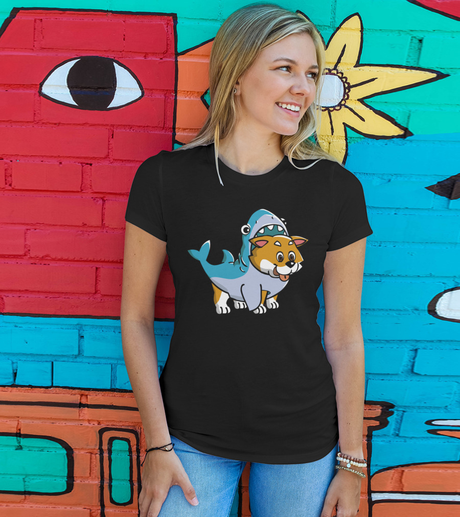 Shiba Inu Shark Costume Fusion Fun T-Shirt
