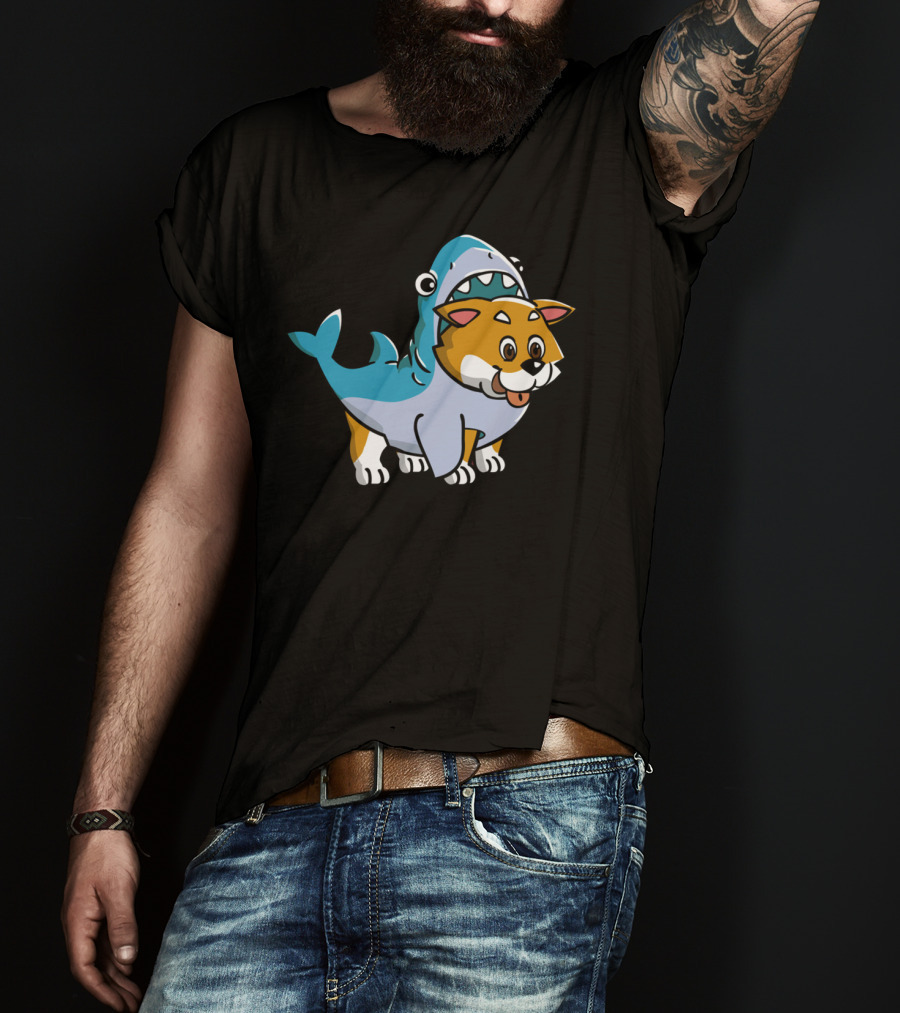 Shiba Inu Shark Costume Fusion Fun T-Shirt