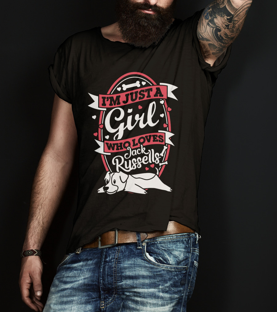 I'm Just A Girl Who Loves Jack Russells With Heart And Bone Accents T-Shirt