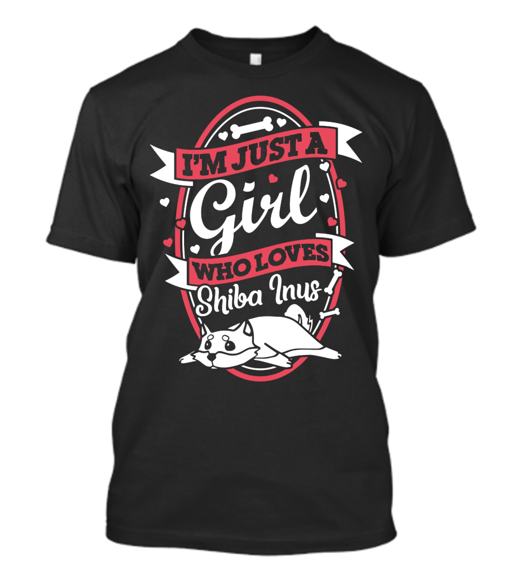 I'm Just A Girl Who Loves Shiba Inus With Cute Dog And Hearts T-Shirt