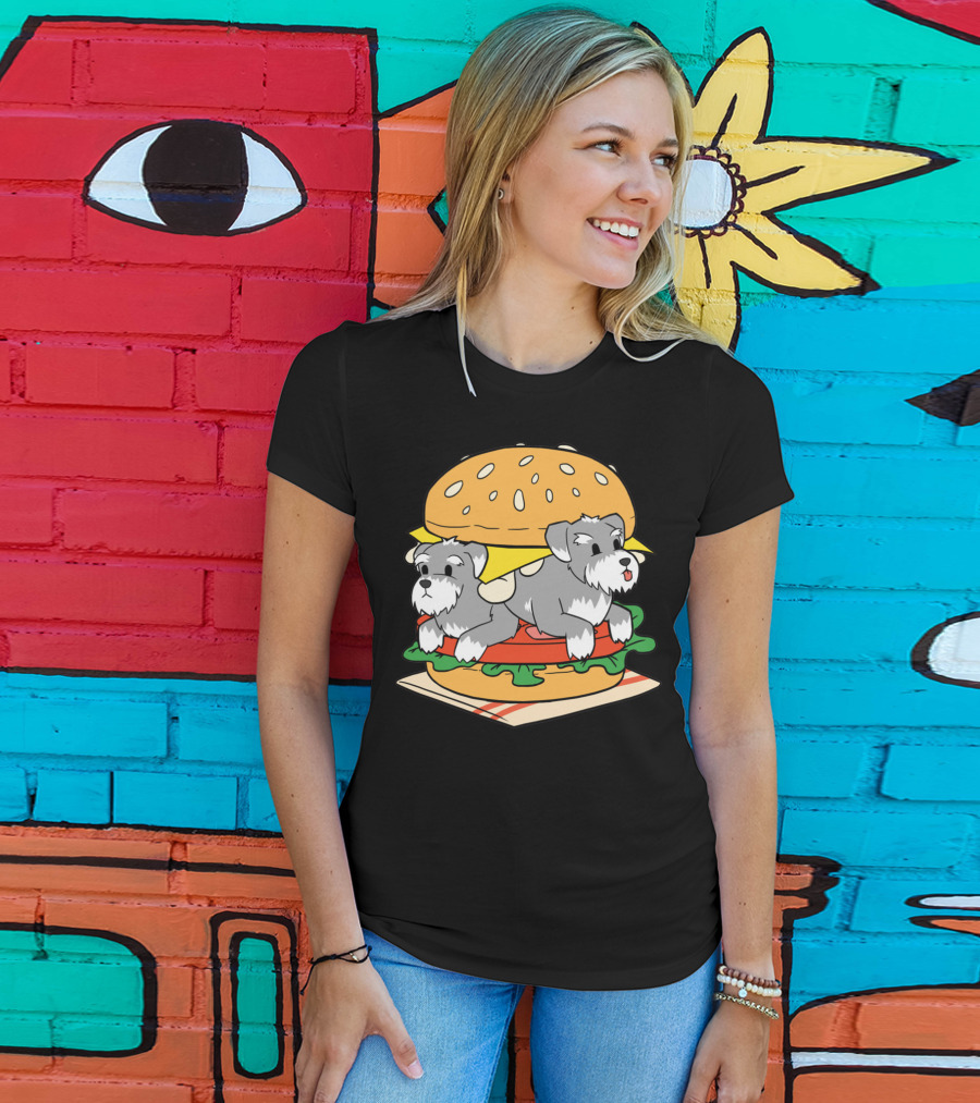 Schnauzer Double Hamburger With Cheese, Lettuce, And Tomato T-Shirt