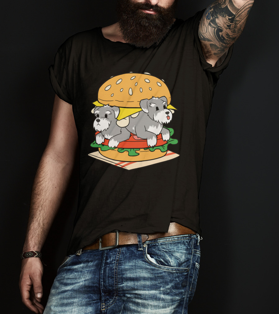 Schnauzer Double Hamburger With Cheese, Lettuce, And Tomato T-Shirt