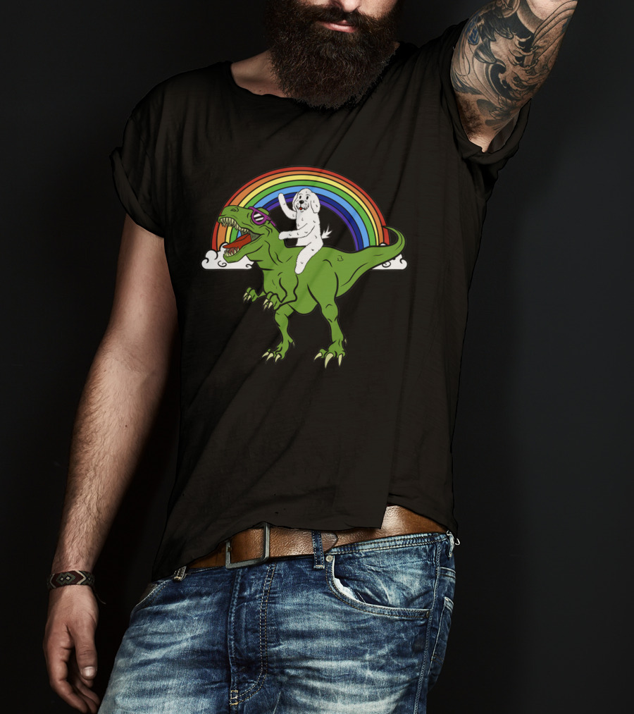 Bichon Frise Riding Tyrannosaurus T-Shirt