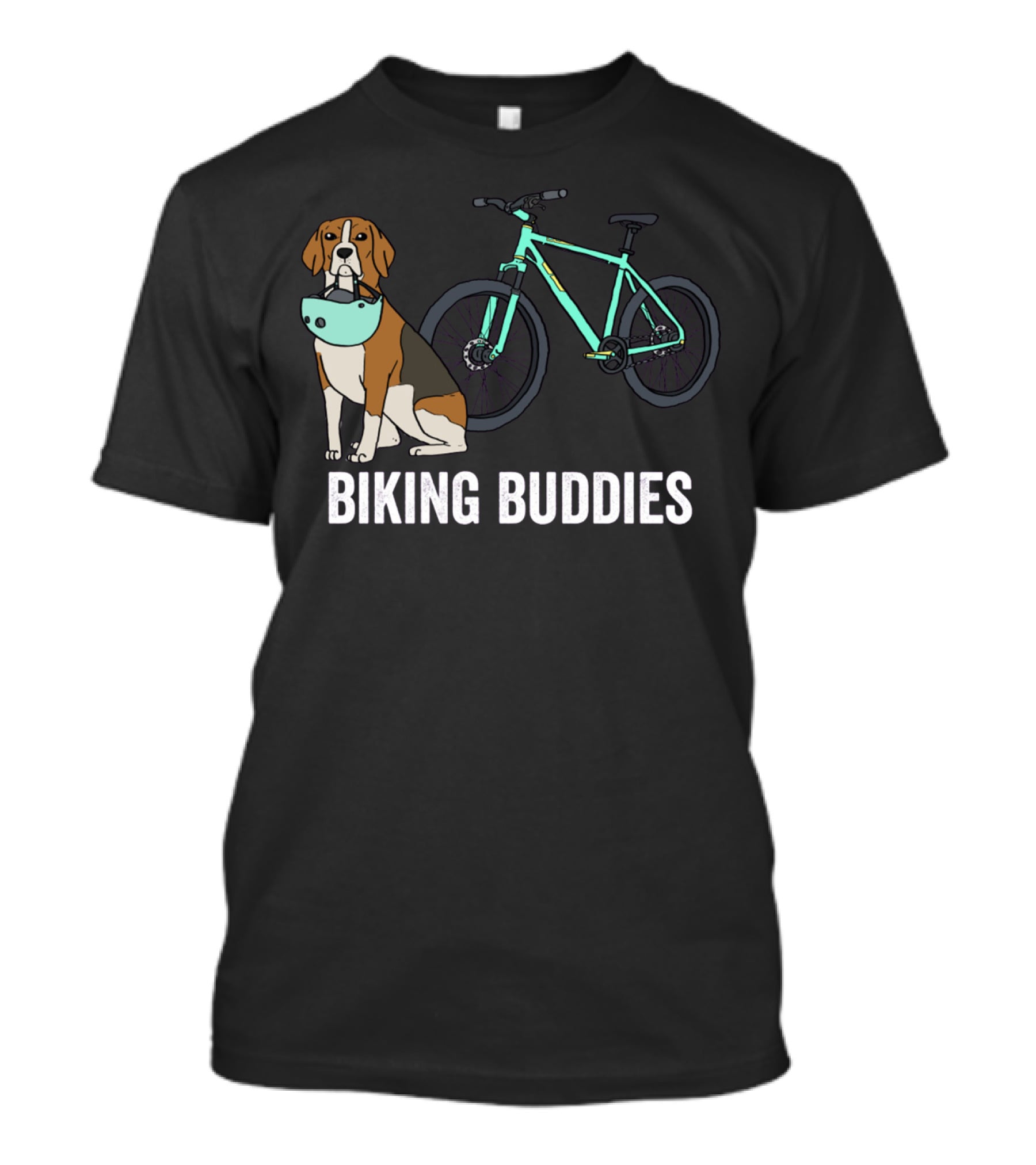 Beagle Biking Buddies With Teal Bicycle T-Shirt