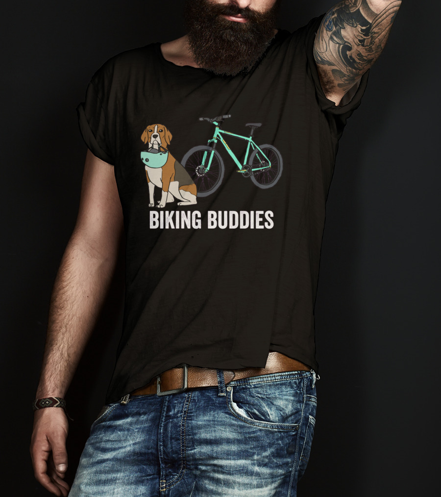 Beagle Biking Buddies With Teal Bicycle T-Shirt