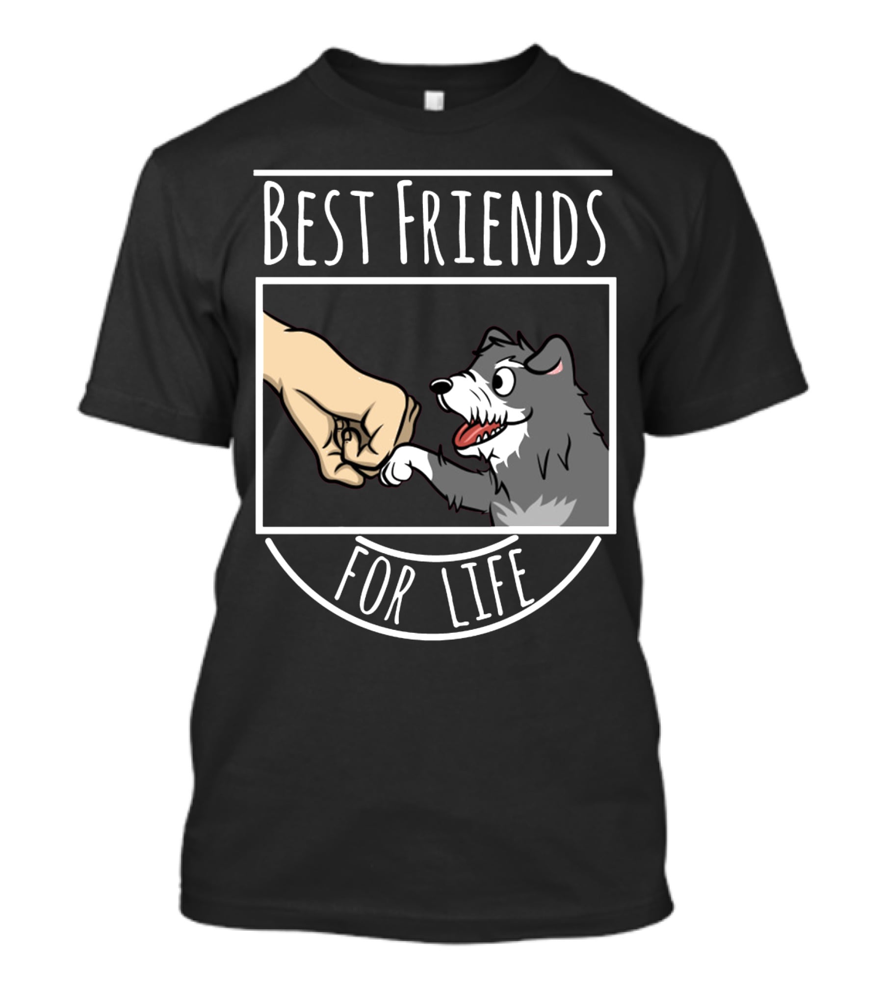 Best Friends For Life Schnauzer Dog Fist Bump Drawing T-Shirt