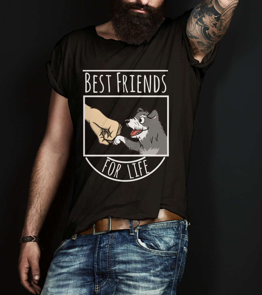 Best Friends For Life Schnauzer Dog Fist Bump Drawing T-Shirt
