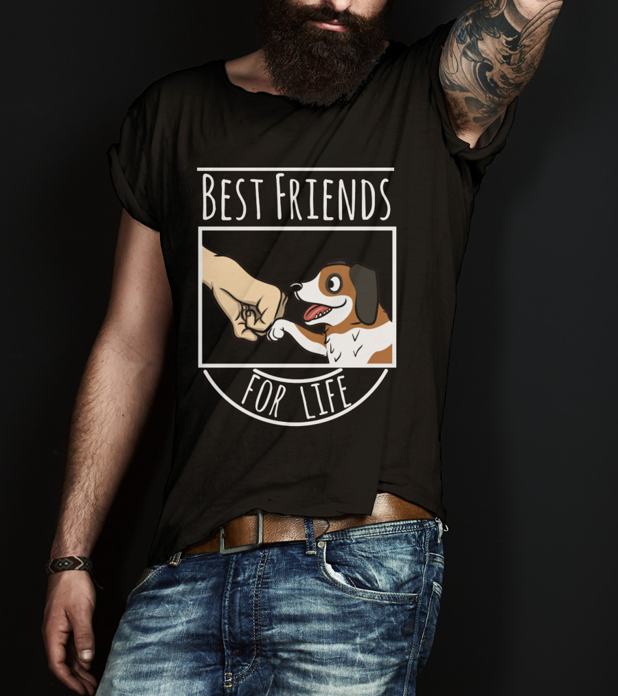 Best Friends For Life St Bernard Dog And Human Fist Bump T-Shirt