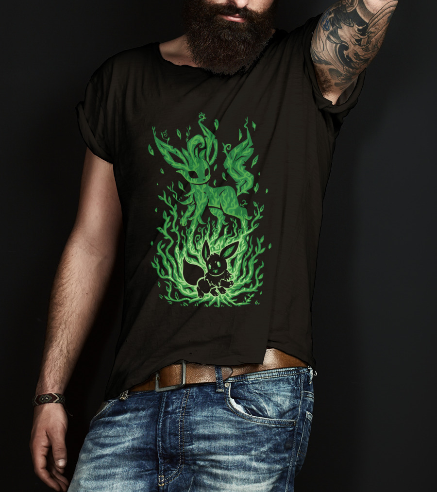 Evolution Pokemon Leafeon Eevee Flames Transformation T-Shirt