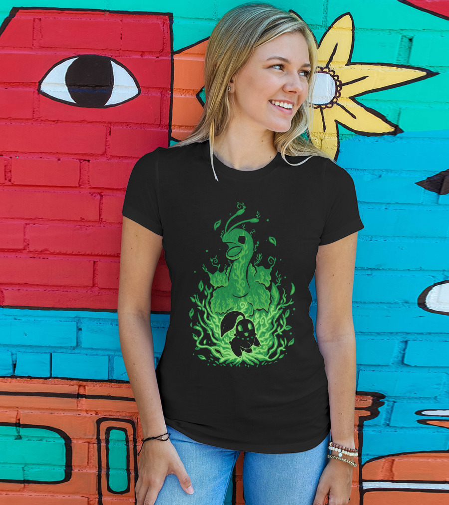 Evolution Pokemon Meganium Chikorita Glowing Green T-Shirt