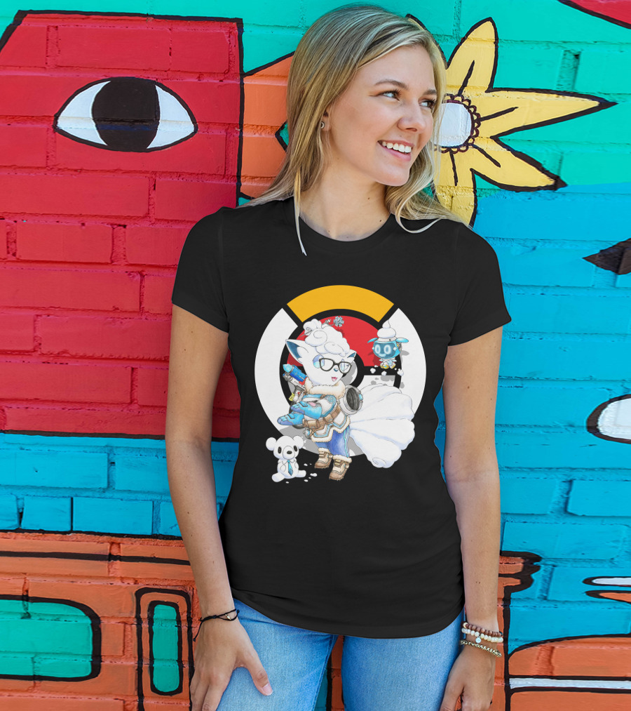 Pokemon X Overwatch Alolan Vulpix With Mei Winter T-Shirt
