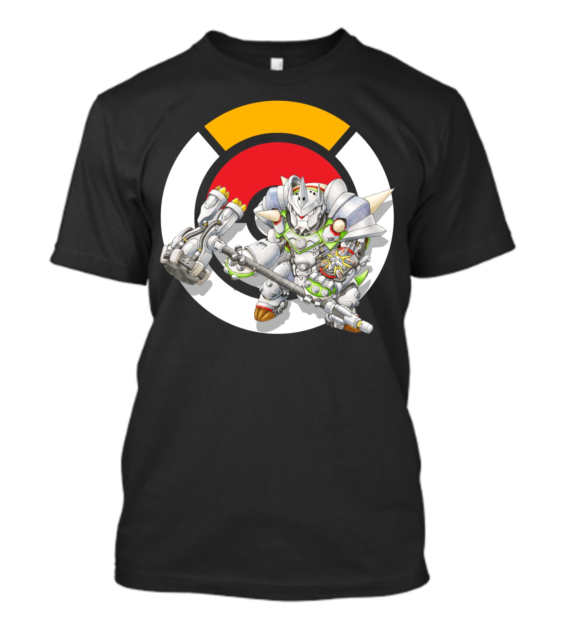 Pokemon X Overwatch Chesnaught Reinhardt Crossover Battle Armor T-Shirt