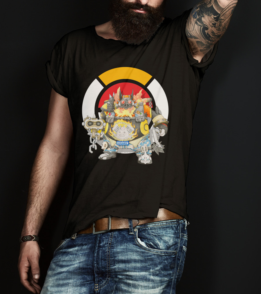 Pokemon X Overwatch Emboar Roadhog Mashup T-Shirt