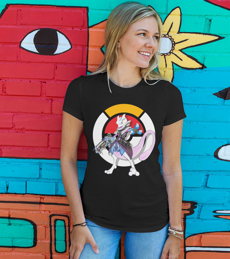 Pokemon X Overwatch Mewtwo X Sombra Icon Mashup T-Shirt