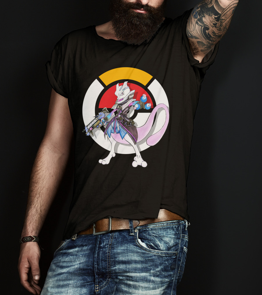 Pokemon X Overwatch Mewtwo X Sombra Icon Mashup T-Shirt