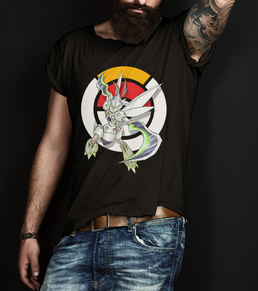 POKEMON X OVER SCYTHER X GENJI Logo Collaboration With Iconic Fusion Character T-Shirt
