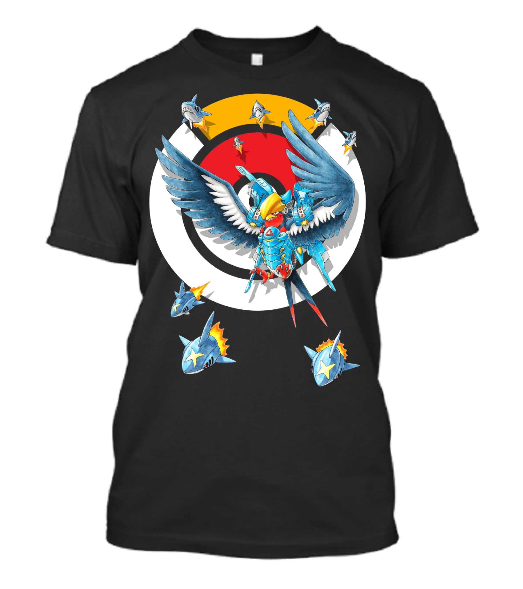 Pokemon Swellow Pharah Battle Symbols Sharks Circle T-Shirt