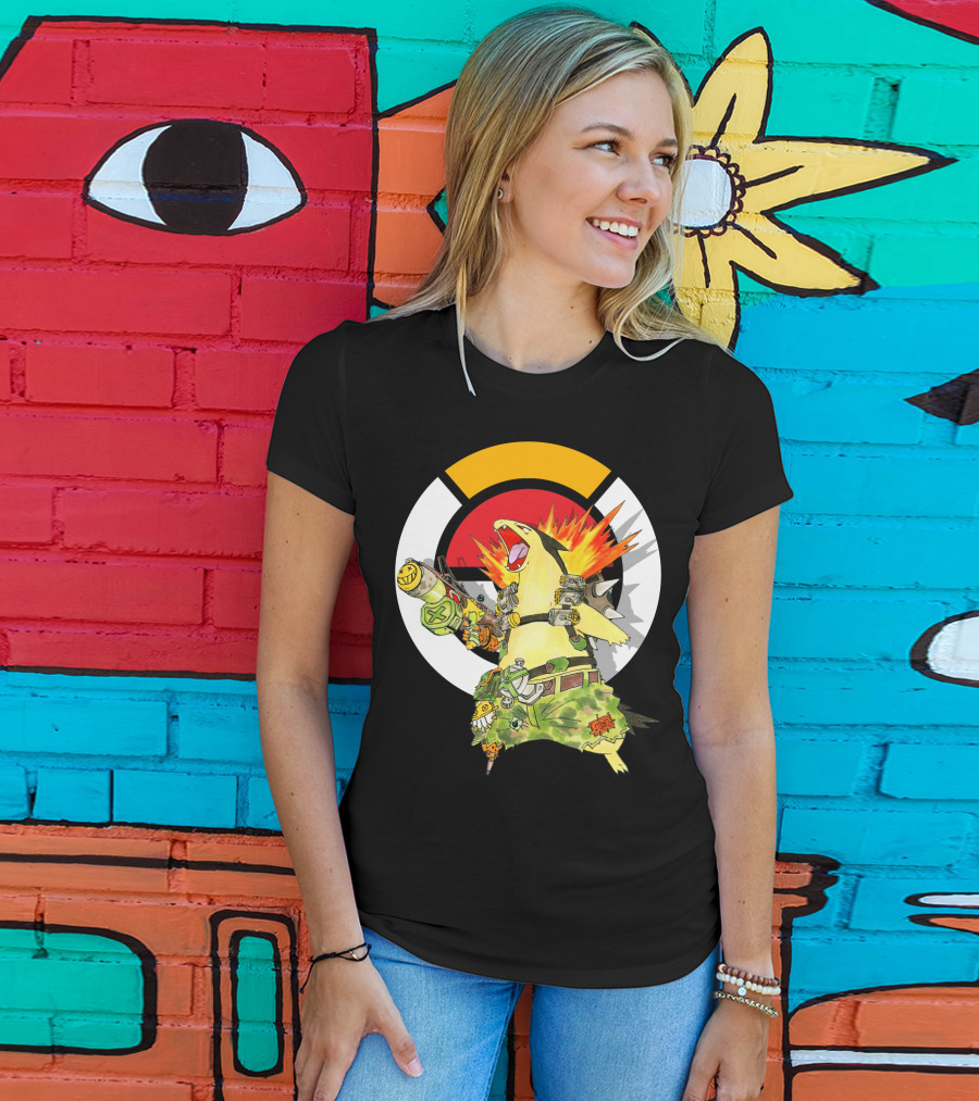 Pokemon Typhlosion Junkrat Crossover Symbol Background T-Shirt