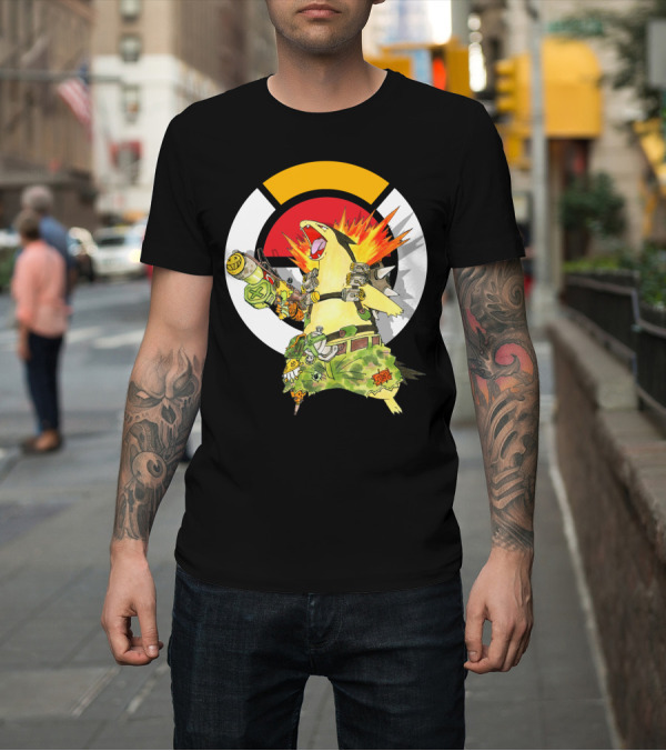 Shirt: POKEMON TYPHLOSION JUNKRAT CROSSOVER SYMBOL BACKGROUND T-Shirt POKEMON TYPHLOSION JUNKRAT CROSSOVER SYMBOL BACKGROUND T-Shirt