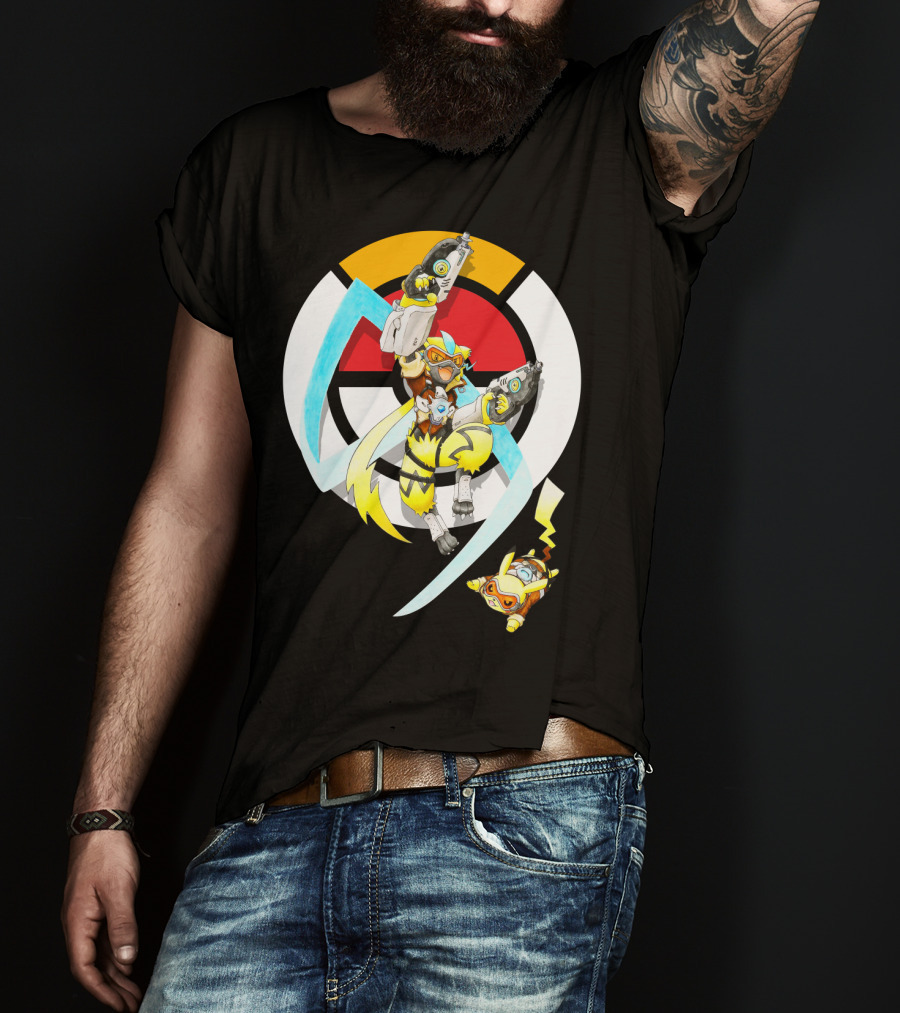 Pokemon X Zeraora X Pikachu Overwatch Style Battle T-Shirt