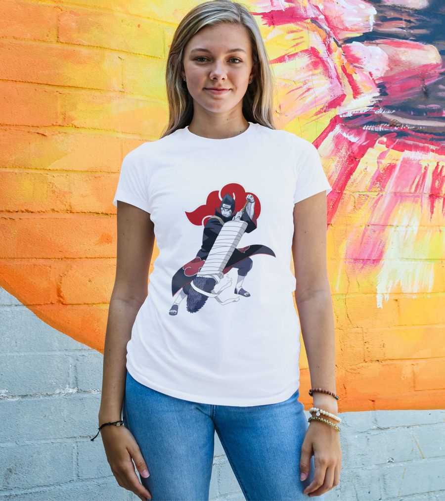 Kisame Hoshigaki Akatsuki Member Wielding Samehada With Red Cloud T-Shirt