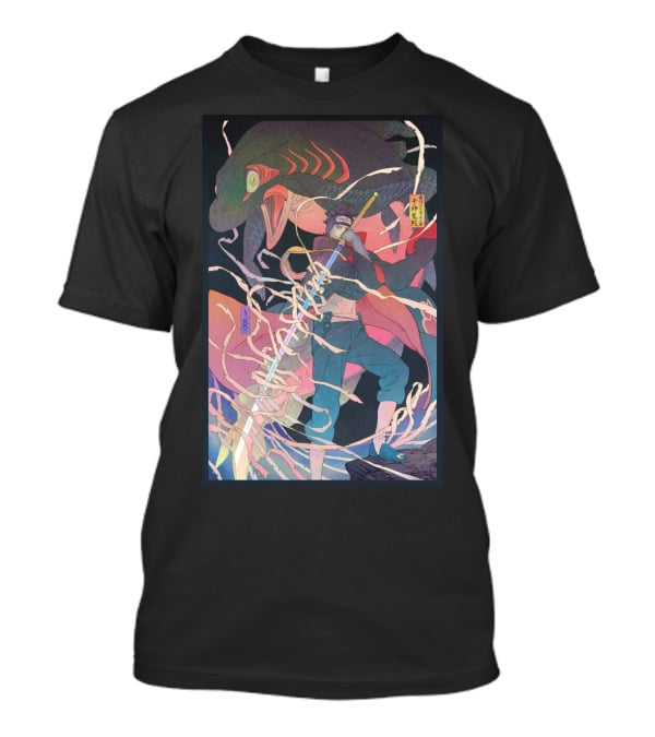 Kisame Sword Wielding Character With Giant Shark And Energy Swirls T-Shirt
