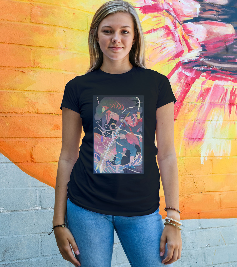 Kisame Sword Wielding Character With Giant Shark And Energy Swirls T-Shirt