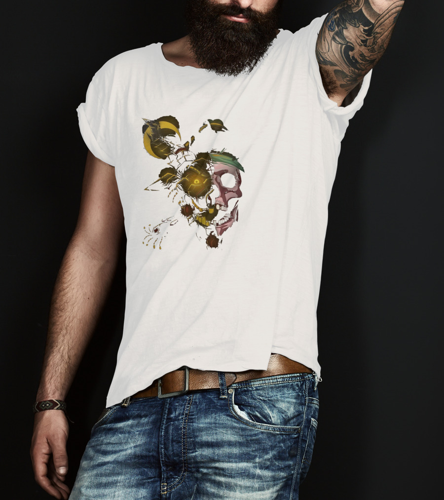 Blackbeard Pirates Skull And Lightning Crescent Moon T-Shirt