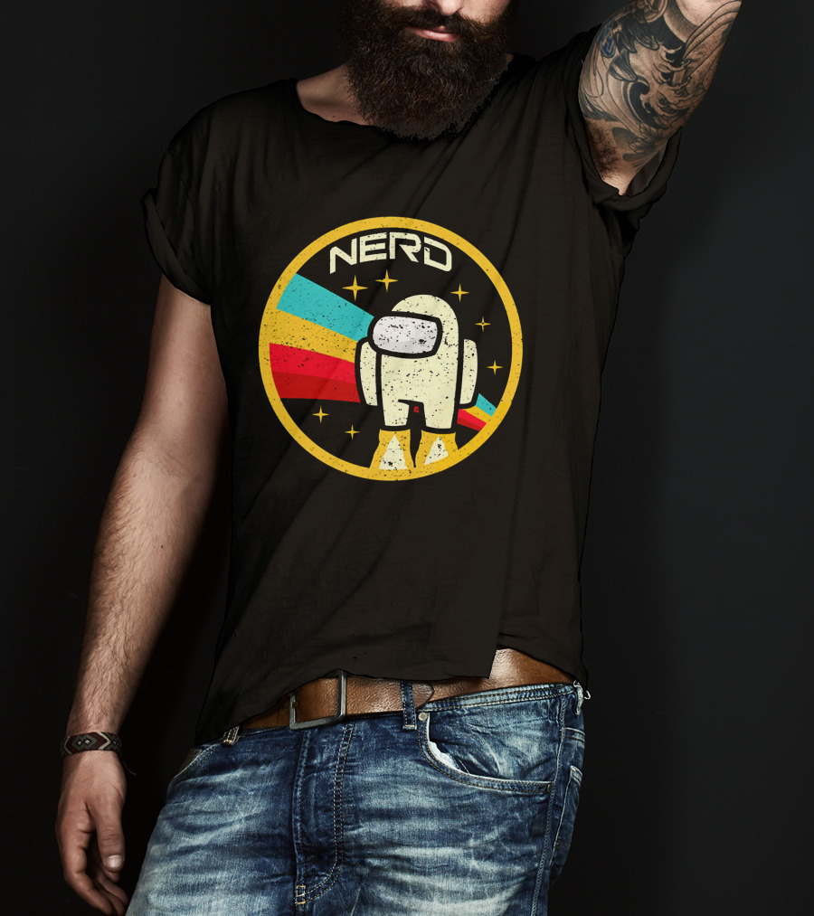 Nerd Among Us Impostors Retro Astronaut Stars T-Shirt