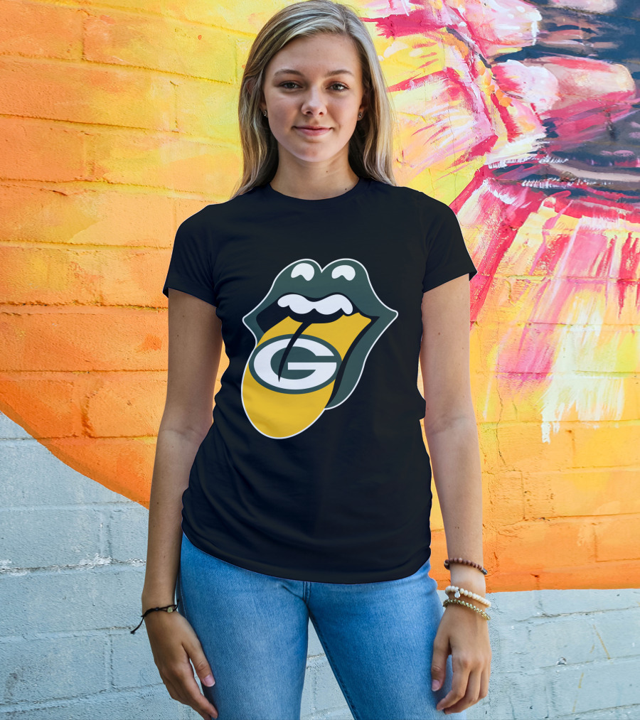 Green Bay Packers Rolling Stones Tongue Logo Rt Edition T-Shirt