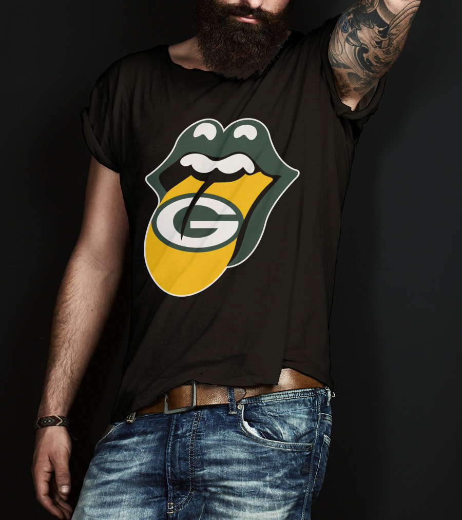 Green Bay Packers Rolling Stones Tongue Logo Rt Edition T-Shirt