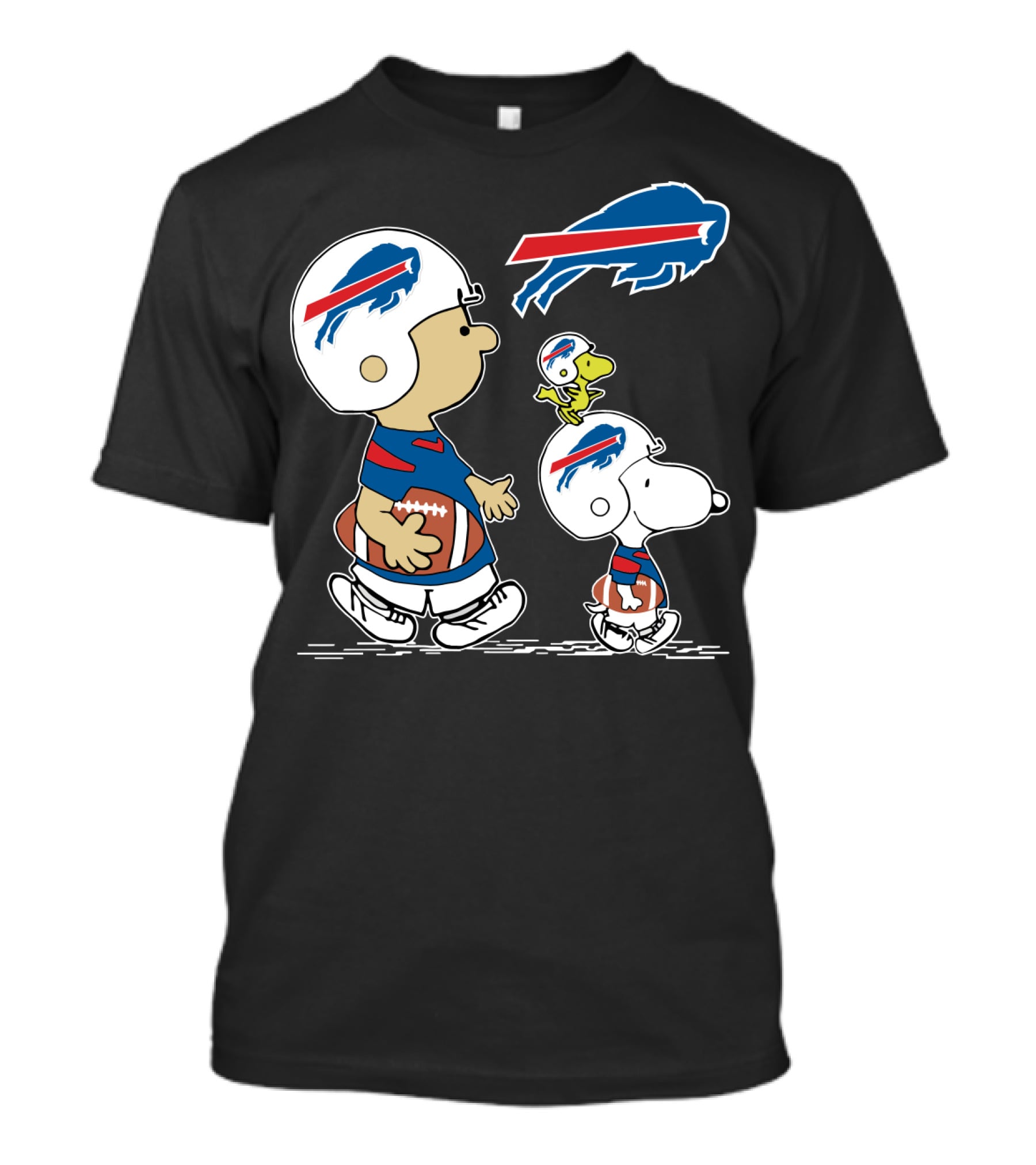 Buffalo Bills Christmas Peanuts Characters Football Helmets T-Shirt