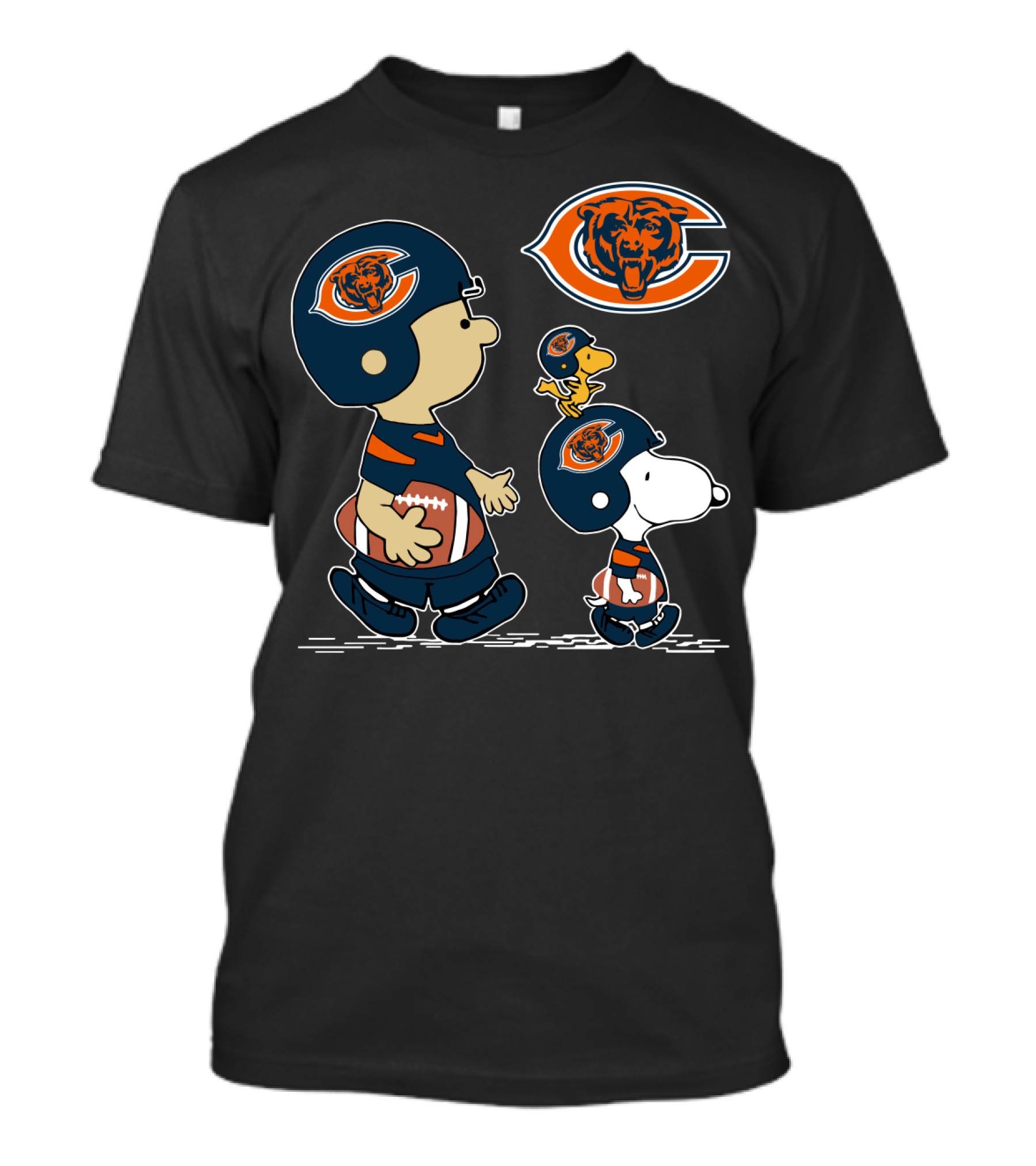Chicago Bears Football Peanuts Christmas Snoopy Woodstock Helmet T-Shirt