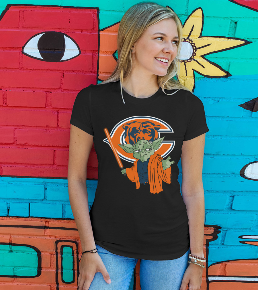 Chicago Bears Yoda Orange Lightsaber T-Shirt