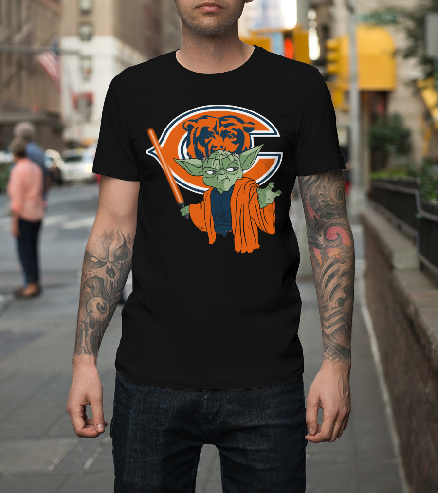 Chicago Bears Yoda Orange Lightsaber T-Shirt