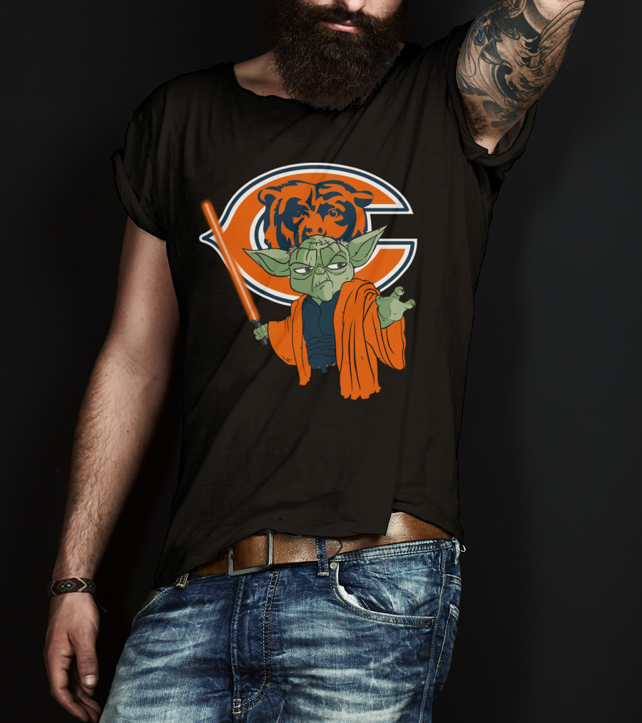 Chicago Bears Yoda Orange Lightsaber T-Shirt