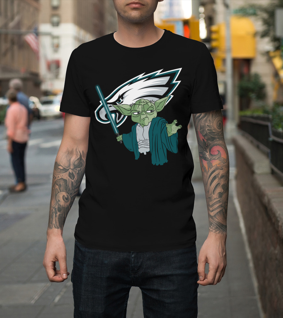 Eagles Yoda Lightsaber Star Wars Philadelphia Football T-Shirt