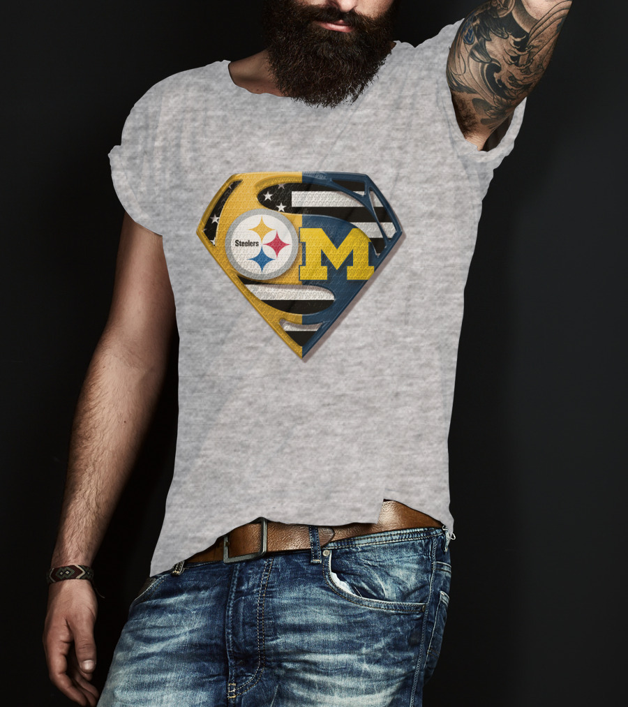 Steelers Michigan Wolverines Superman T-Shirt