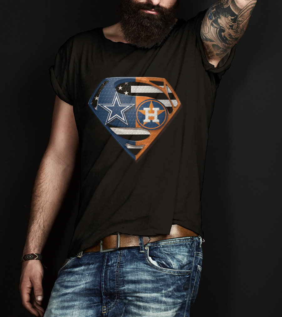 Super Cowboys Astros Logo Stars And Stripes T-Shirt