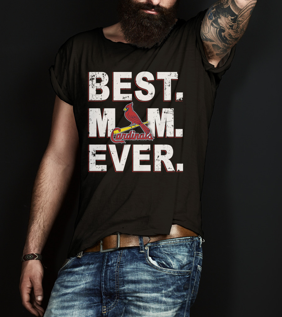 BEST MOM EVER STL Cardinals Bird On Bat T-Shirt
