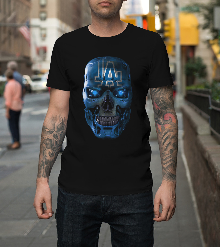 La Logo Robotic Skull Dodgers T-Shirt