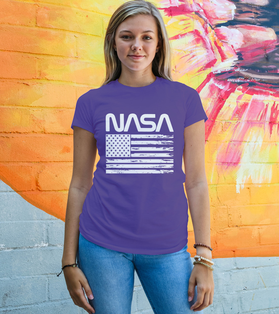 NASA Distressed American Flag Rocketry T-Shirt